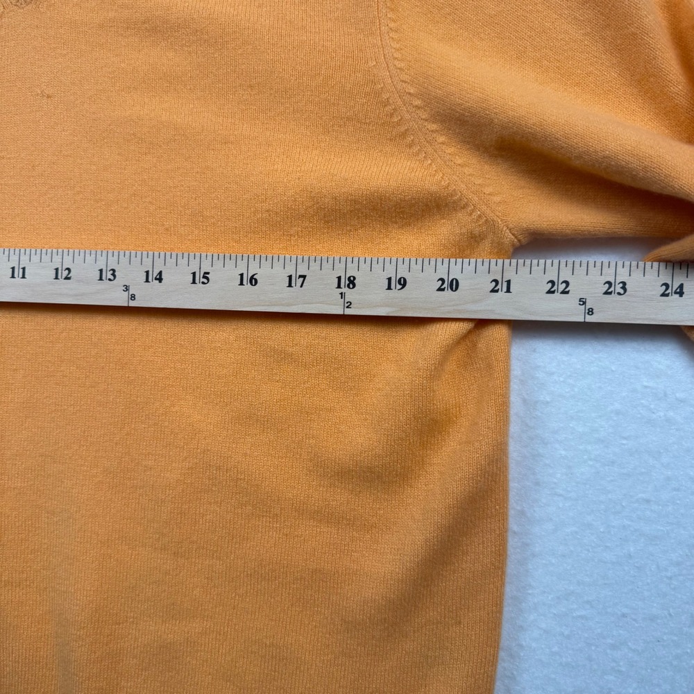 Lands' End V-Neck Sweater 100% Cashmere Vintage Preppy Quiet Luxury Orange L/P - Picture 9 of 11
